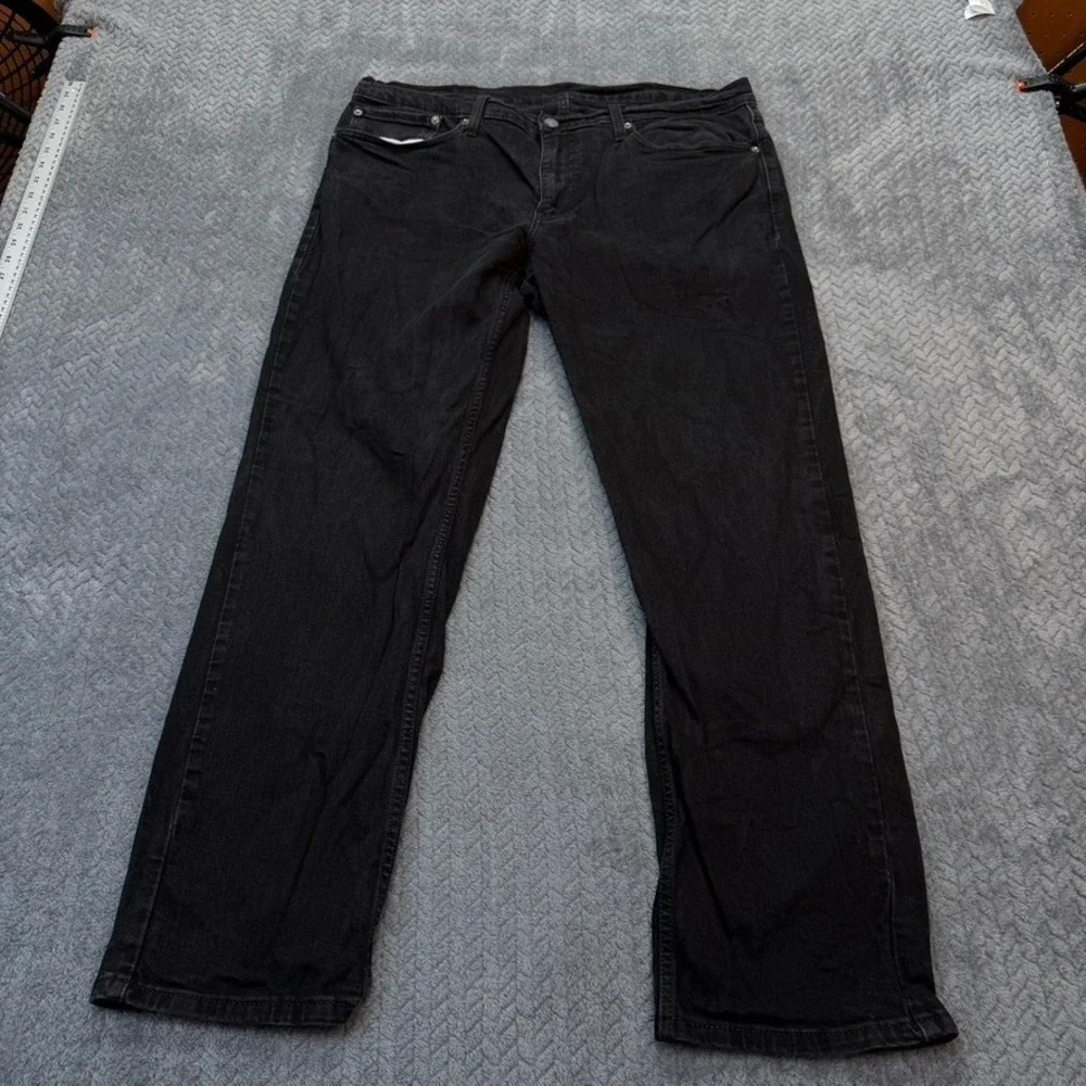 Levi's 559 Mens Relaxed Straight Black Denim Jeans 38x30 Solid Casual Classic